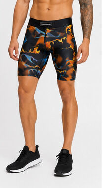 Savage X Fenty Mens XL Flame Print Compression Biker Shorts Athletic Gym Stretch
